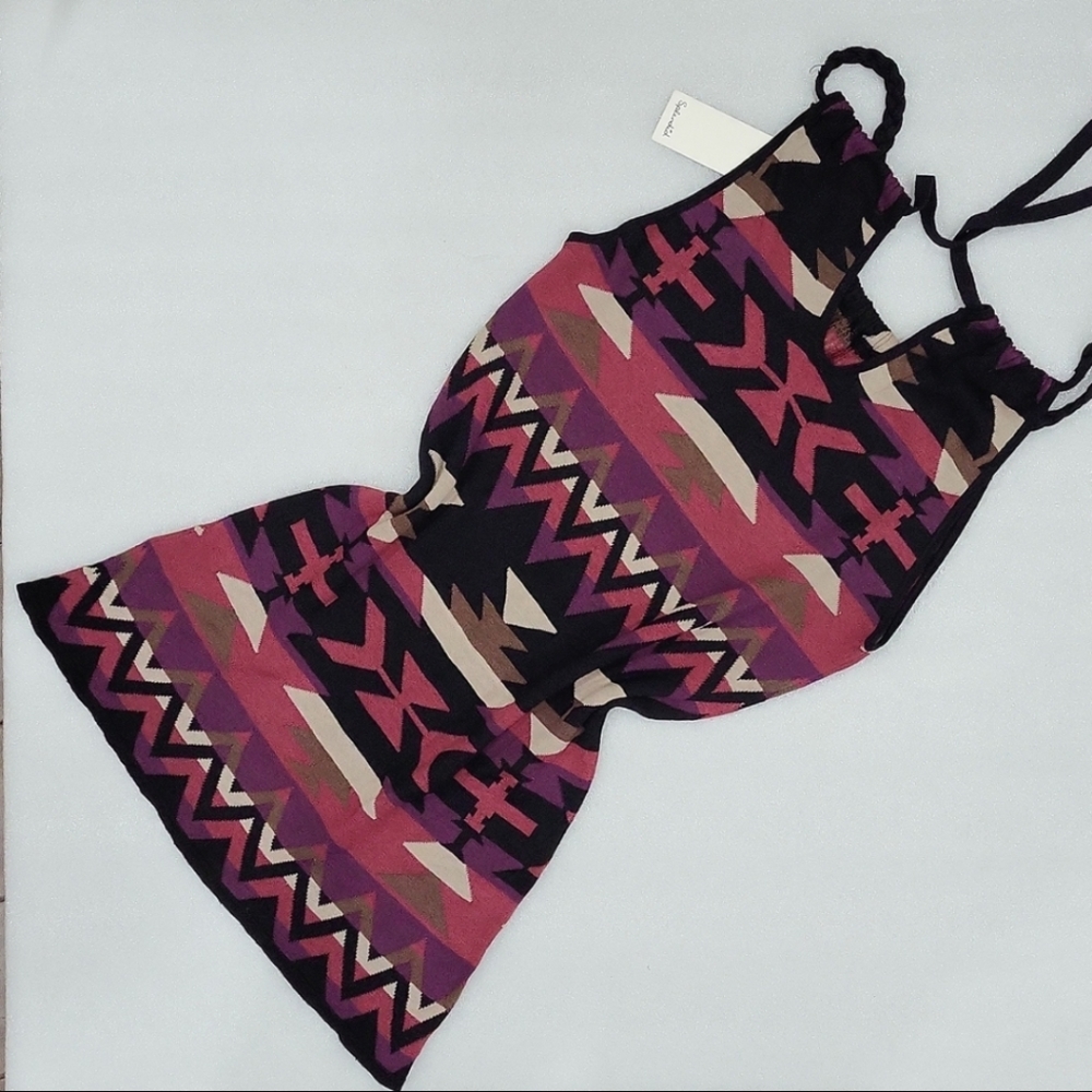 Splendid Silk Blend Halter Top in Aztek Print